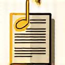 Icon showing a music note with a legal document.
