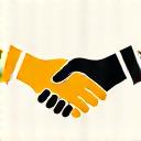Icon of two shaking hands with a music note in between.